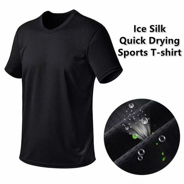 Motorcycle Accessories Men's Ice Silk Badminton T-Shirt Thin Cool Breathable Quick Drying Sports Essential Short Sleeve TopBlackXL He Qiyong unisex