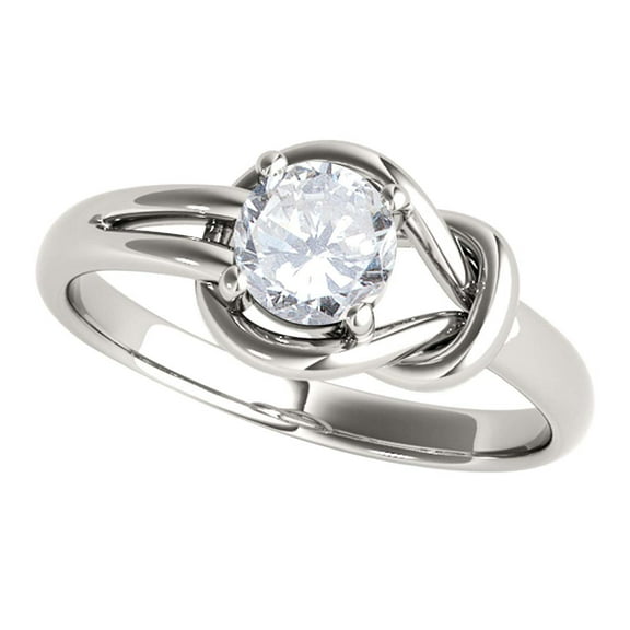 Mauli Jewels 0.50 Carat Diamond ( I-J/ I2-I3 ) Engagement Knot Shaped Ring In 10K Solid White Gold, Ring Size 7