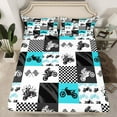 thumbnail image 2 of Feelyou Modern Dirt Bike Bed Sheets for Boy, Extreme Motorcycle King Sheets, Sport Checkered Flag Sheet Set, Super Cozy Room Decor, 4 Pieces, 2 of 7