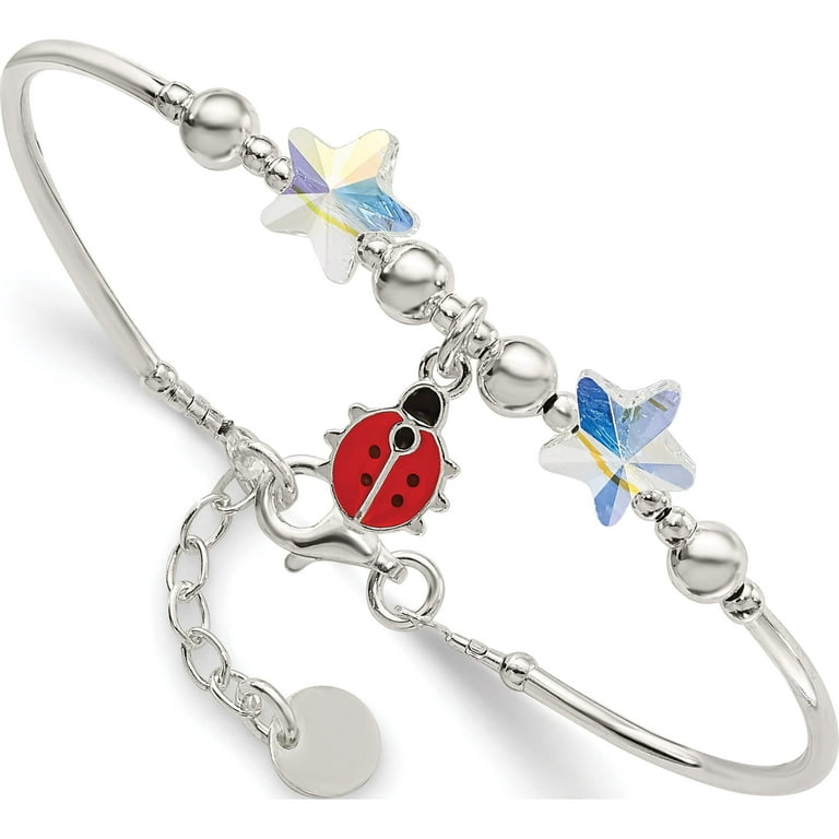 Sterling Silver Ss Children s Enamel Swarovski Elements With 3 4 Ext Bracelet Made In Italy qg4087 6