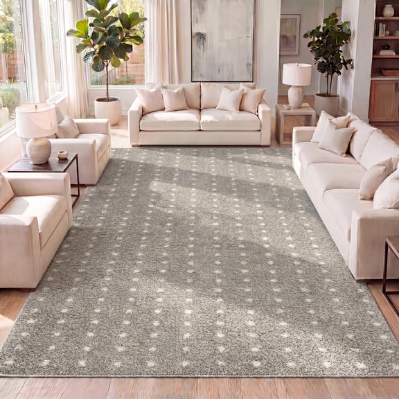 JONATHAN Y MOROCCAN HYPE 5 x 8 Area Rug, Pele Geometric Dot Shag - Gray/Ivory, MOH400B-5