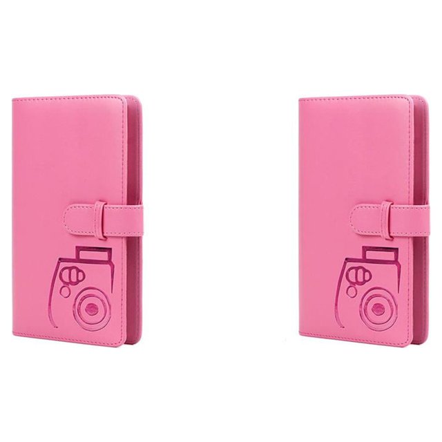 QualitChoice 3-Inch 96 Pockets PU Leather Instant Instant Photo Photo Card Collection Album Picture Case for 8/9/7s/25/70/90 pink 2Set