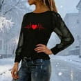 thumbnail image 5 of Xdegoge Going Out Tops for Women Mesh Long Sleeve Sheer Blouse Dressy Heart Graphic Cute Valentines Shirts Crewneck Lace Undershirt Holiday Party Night Outfit, 5 of 9