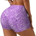 thumbnail image 2 of Vsdgher Lilac Glittering print Workout Shorts for Women Seamless Soft Smooth Gym Yoga Scrunch Active Exercise Fitness Shorts, 2 of 8