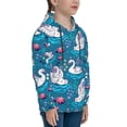 thumbnail image 3 of Fotbe Swan On The Pond Pattern Youth Pullover Hooded Sweatshirt, Boys Hoodie, Kangaroo Pocket Hoodie for Kids Girls -Medium, 3 of 6