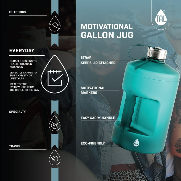 Tal 1 Gallon Motivational Water Bottle, Teal