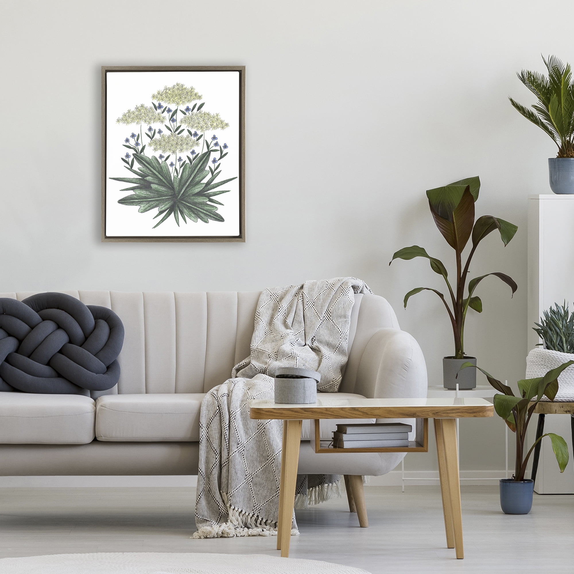 New Roots Vintage Sketch Brown Framed Floater Canvas Wall Art, design by Cecilia Battaini