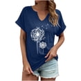 thumbnail image 2 of Oalirro Women's Tops, Tees & Blouses Women Blouses and Tops Fashion Women's Fashion Printed Casual V-neck Short Sleeve Loose T-shirt Tops Navy, 2 of 9