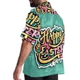 thumbnail image 3 of Easter Font Men's Short Sleeve Button Down Spread Collar Beach Shirts, 3 of 6