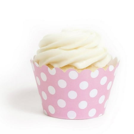 Glitter Cupcake Wrappers - Dress My Cupcake Pink Polka Dot Cupcake Wrappers, Set of 12