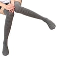 thumbnail image 2 of 1 Pair Women Solid Over Knee High Socks Spring Autumn Winter Warm Knit Soft Thigh High Long Stockings, 2 of 4