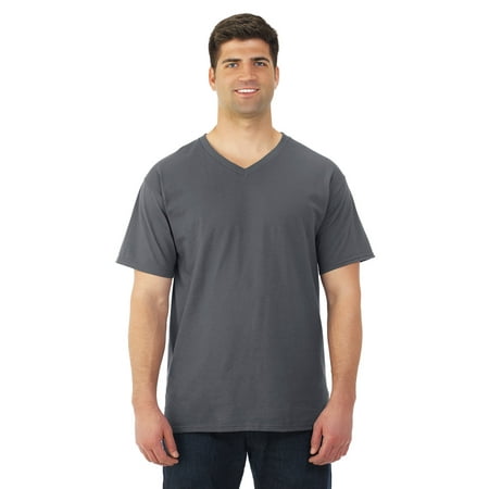 Fruit Of The Loom Mens HD Cotton Short Sleeve V-Neck T-Shirt, S, Black