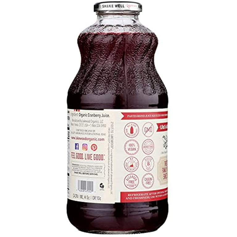 Lakewood Organic Pure Cranberry, Fresh Pressed (32 Oz, Pack