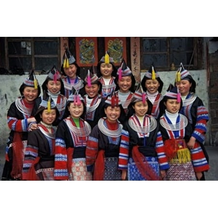 Tip-Top Miao Girls in Traditional Costume China Canvas Art - Keren Su  DanitaDelimont (18 x 12)