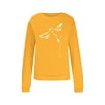 thumbnail image 6 of Herrnalise Women's Solid Long Sleeve Sweatshirt Crewneck Dragonfly Print Pullover Tops Tunic Tops OverSize, 6 of 8