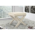 thumbnail image 2 of Meridian Furniture Nixon Collection Modern | Contemporary Velvet Upholstered Ottoman / Bench with X-Leg Design, Deep Button Tufting and a Solid Wood Frame Cream 20.5" W x 20.5" D x 19" H, 2 of 5