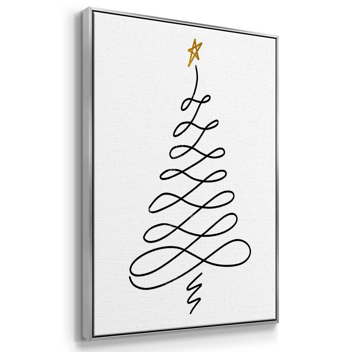 Christmas Tree III - Framed Gallery Wrapped Holiday Canvas - 17 x 25 - Silver Frame