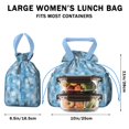 thumbnail image 5 of Light Blue Christmas Snowflake Pattern Drawstring Lunch Bag Women - Drawstring Lunch Bag Insulated for Work Office - Stain-Resistant Large Lunchbags for Women with Multi-Pockets, 5 of 6