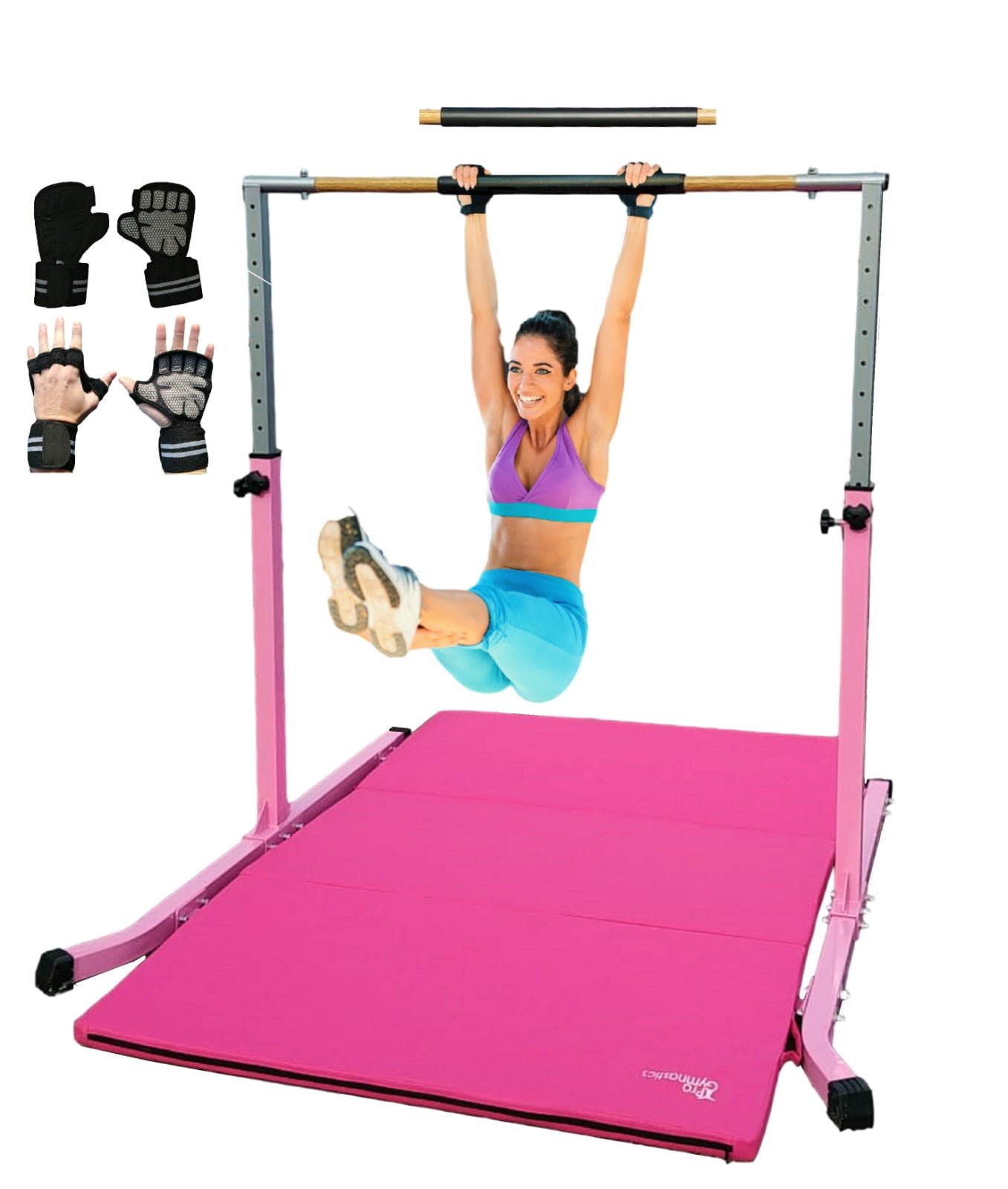 Height Adjustable 3 to 5 Horizontal Kip Bar for Kids Pink SHIWEI TJ Fitness Gymnastics Training Bar 