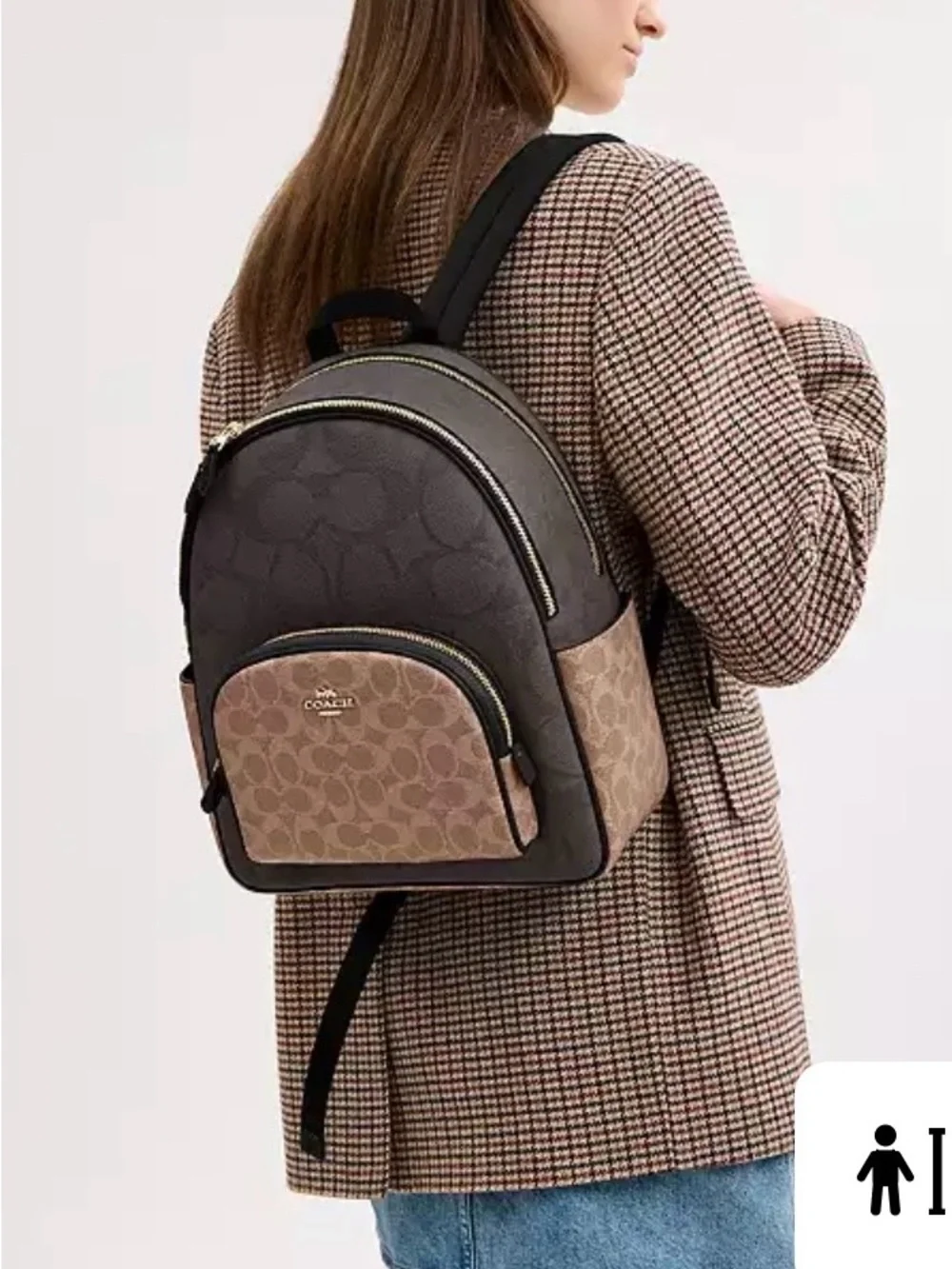 Coach 5671 Signature Canvas Court Backpack in Brown Black