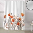 thumbnail image 5 of Fabric Shower Curtain, Orange Poppy Flowers Watercolor Floral Plants Shower Curtains with 12 Hooks Waterproof Machine Washable Bath Curtains for Bathroom, 36 x 78in, 5 of 6