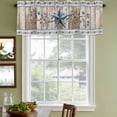 thumbnail image 3 of Texas Star Rustic Curtain Valances for Windows, Kitchen Valance Window Treatments Panel 2 Pack, Country Blue Berry Brown Wooden Plank Rod Pocket Short Curtains for Bathroom Bedroom 54 x 18 Inch, 3 of 8