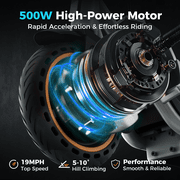 500W Electric Scooter for Adults Teens, Max 19 Miles Range 19 Mph, Portable Commuting Escooter, Smart APP Foldable E-Scooter, Cruise Control