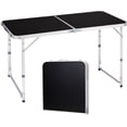 thumbnail image 1 of QueipA 4ft Portable Folding Camping Table, Outdoor Waterproof Adjustable Height Table, Aluminum Lightweight Suitcase Foldable Table for Picnic BBQ Beach Dining, 1 of 15