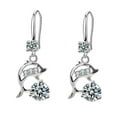 thumbnail image 2 of SmartBy 1 Pair Korean Style Hook Earrings Dolphin Design Shiny Rhinestones Drop Earrings Women Mid-length Earrings, 2 of 6