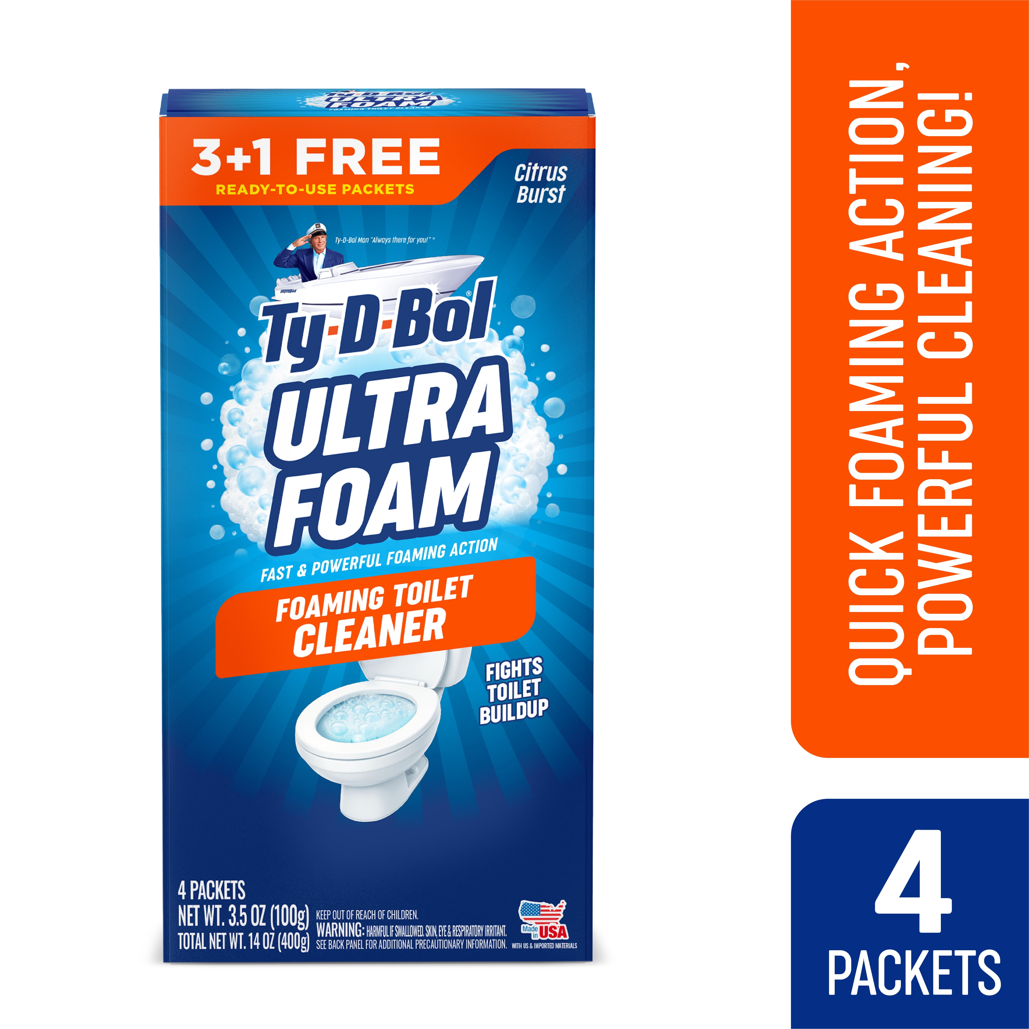 Ty-D-Bol Ultra Foam Citrus Scent Toilet Bowl Cleaner, 8 Packets