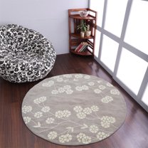 Rugsotic Carpets Hand Tufted Wool Eco-Friendly Area Rugs - 8'x8', Round, Beige White, Modern Contemporary Design, High Pile Handmade Anti Skid Rugs for Living Room, Bed Room (K00513)