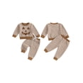 thumbnail image 2 of Loicainy Baby Toddler Boy Girl Halloween 2Pcs Pants Outfits Sets 3 6 12 18 24 Months 2T 3T 4T Long Sleeve O Neck Pumpkin Embroidery Tops Striped Pants Clothes Set, 2 of 9
