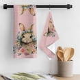 thumbnail image 3 of Easter Bunny Pink, Kitchen Towel Dish Cloths Set of 4, Microfiber Soft Kitchen Hand Towels, Vintage Spring Floral Botanical Leaves Absorbent Quick Drying Dishcloths 18 x 28 Inches, 3 of 8