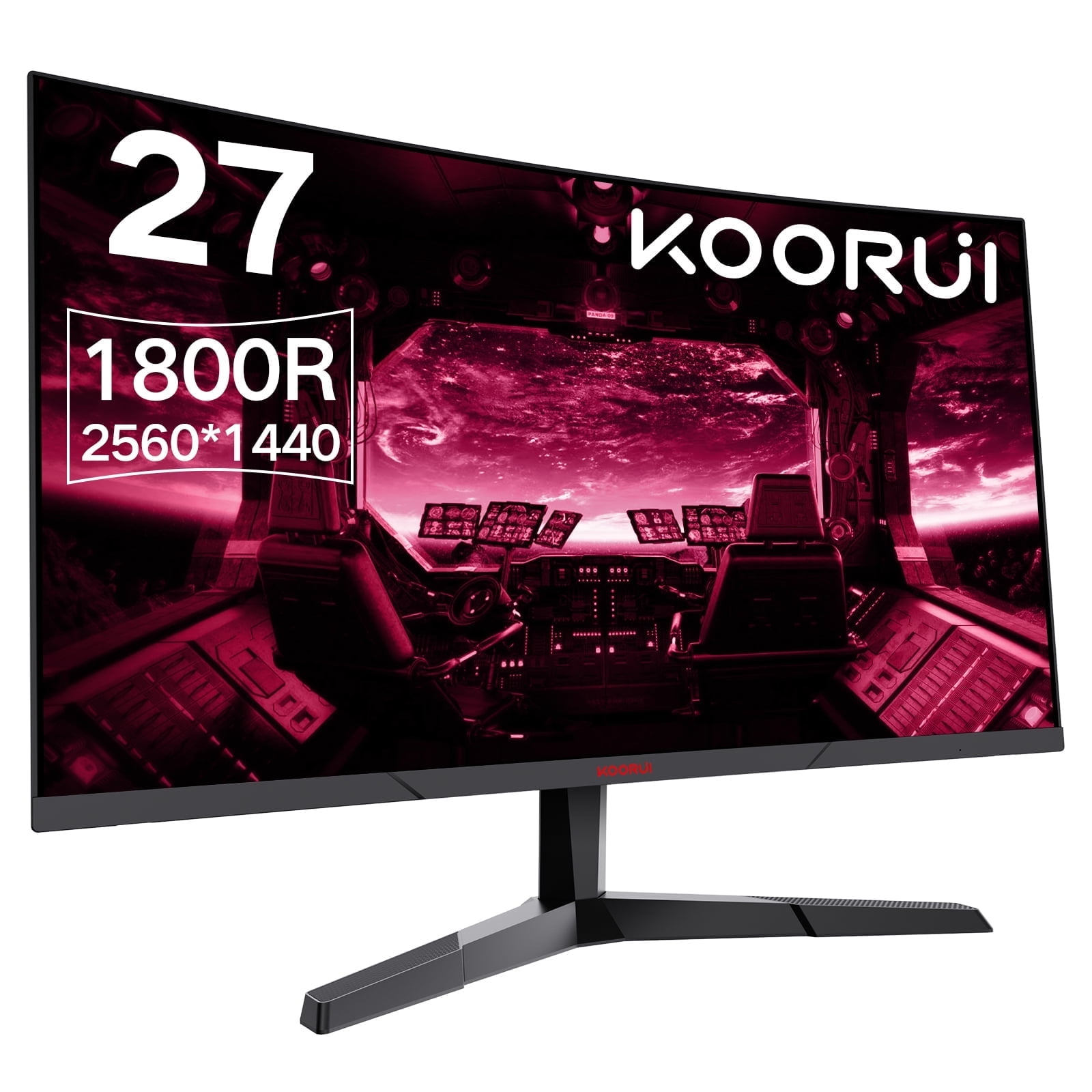 KOORUI 27 inch 2K QHD 144Hz 1ms Curved Gaming Monitor,Adpitive 