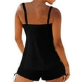 thumbnail image 5 of Plus Size Two Piece Swimsuits for Women Tummy Control Bathing Suits Tankini Swim Top with Low Waist Shorts Set, 5 of 7