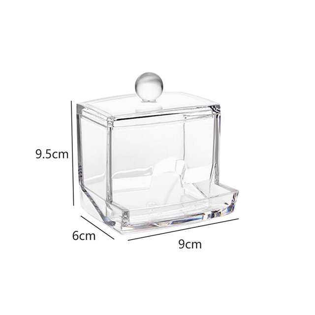 Caja de almacenamiento de hisopos de algodón transparente, organizador de maquillaje, caja de almacenamiento de acrílico, hisopo de algodón, caja de cosméticos, almacenamiento de baño y dormitorio