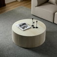 thumbnail image 4 of Kevinplus 35" Faux Travertine Round Coffee Table with Relief Design for Living Room, Apartment, 4 of 14