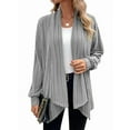 thumbnail image 2 of Women'S Cardigan Long Sleeve Asymmetrical Knit Open Front Cardigan Outwear Gray L, 2 of 8