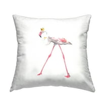 Stupell Industries Royal Flamingo Stepping Decorative Printed Throw Pillow, 18 x 18