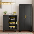 thumbnail image 4 of SAZYY Metal Pantry Storage Cabinet with 2 Doors and 2 Adjustable Shelves, Green Freestanding Hutch for Kitchen/Laundry/Living Room/Bedroom, 11.81"D x 23.62"W x 35.83"H Black, 4 of 9