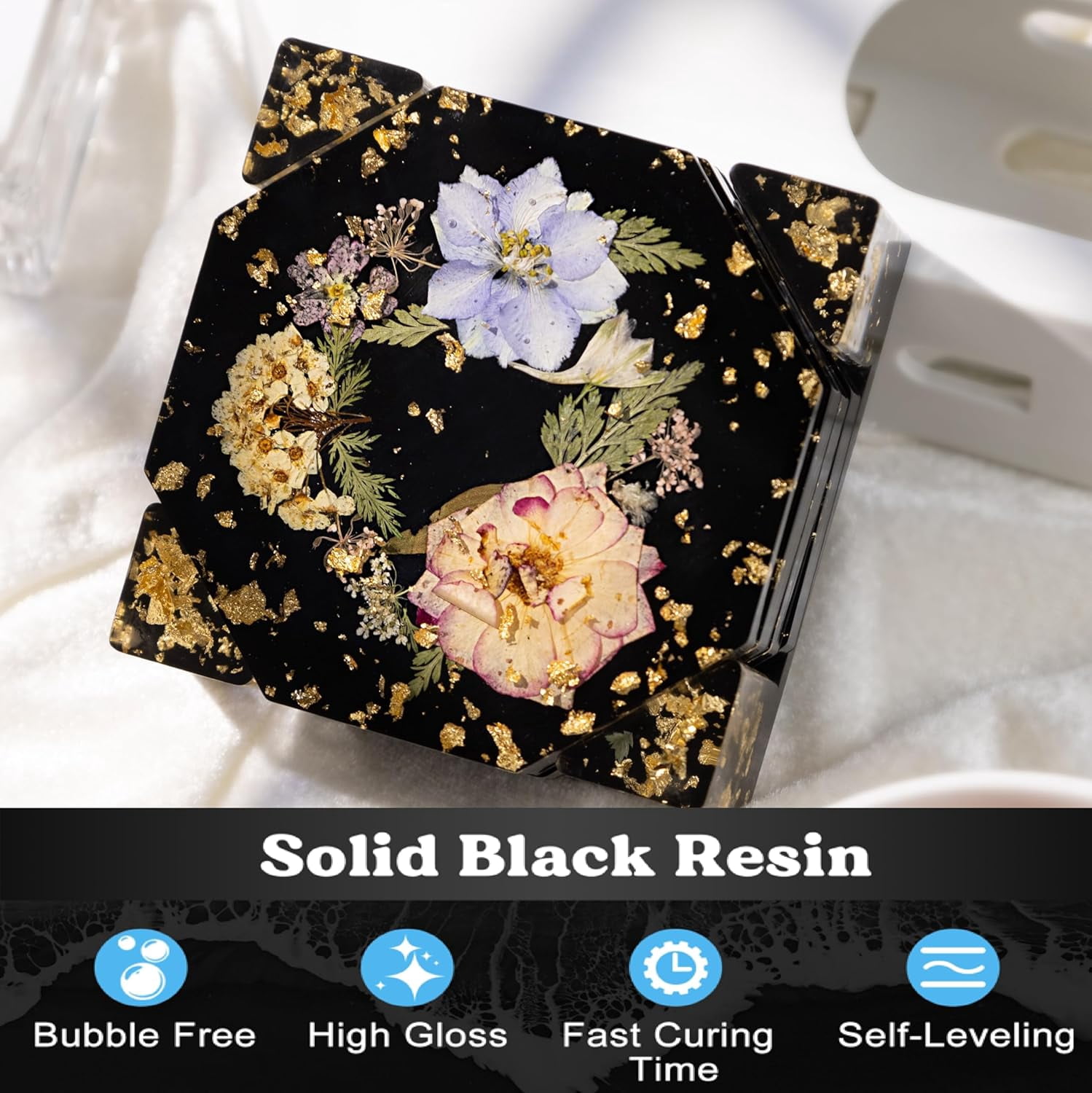 LET'S RESIN EPOXY RESIN Black Resin Epoxy,44OZ Bubble Free & High-Gloss Epoxy Resin Kit,Self Leveling Resin and Hardener for Art Crafts,Jewelry Making,Resin Molds