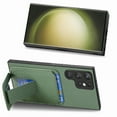 thumbnail image 3 of Magnetic Carbon Fiber Case for Samsung Galaxy S24 Ultra with Holder Kickstand, Fiber Texture Wallet Phone Case with Card Holder Durable Military Grade Protection Cover for Galaxy S24 Ultra, Green, 3 of 10