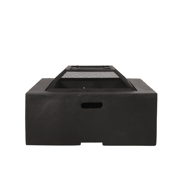 Outdoor 29" Square MgO Wood- Burning Fire Pit, Dark Gray