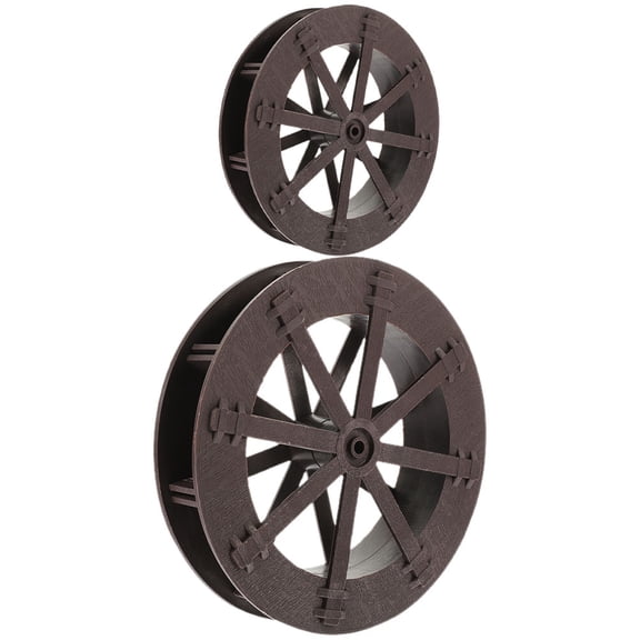 Topbathy 2Pcs Small Water Wheel Dark Brown Resin Fountain Part for Fish Tank and Garden Decor