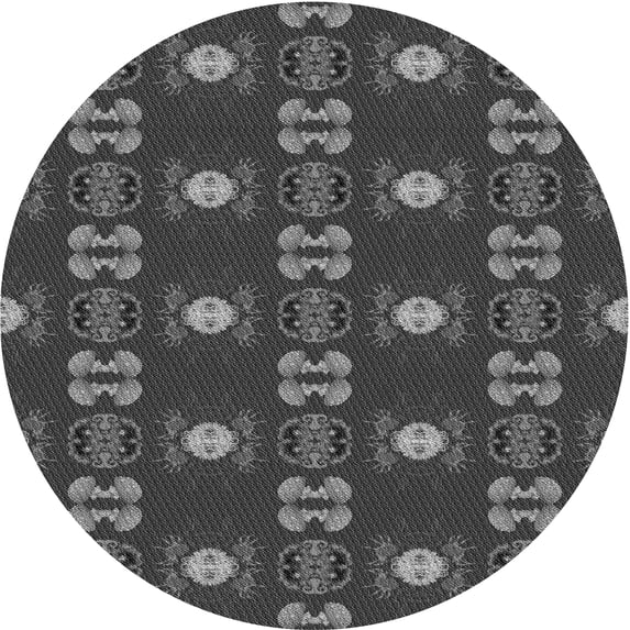 Ahgly Company Indoor Round Patterned Sonic Silver Gray Area Rugs, 3' Round