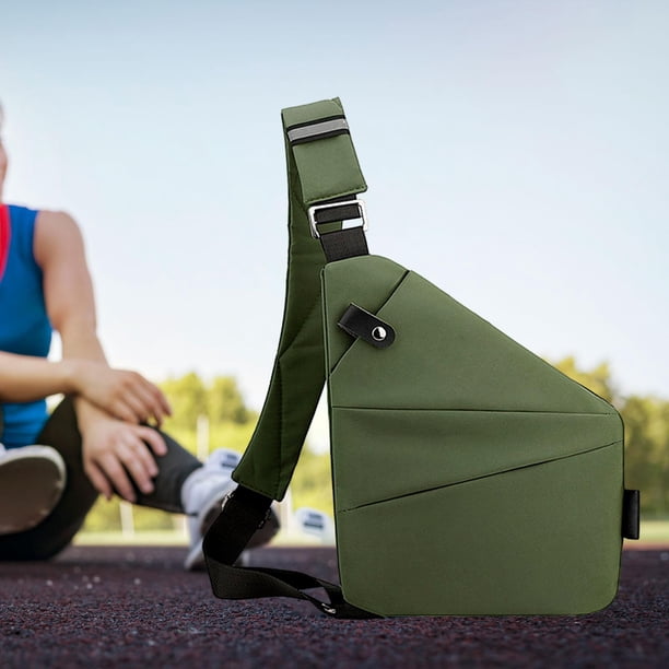 Bolso bandolera para hombre Yinane Bolso de pecho con múltiples Bolsillos Mochila Verde izquierda