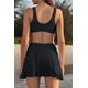 thumbnail image 2 of Traje de baño de 2 Piezas con Falda de Cintura Alta Estilo Deportivo con Nudo en la Parte Delantera y Cuello en V para Mujer Negro CH Negro CH Xishao ropa, 2 of 2