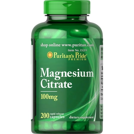 Puritan's Pride Magnesium Citrate Capsules, 100mg, 200 (Best Magnesium Citrate Supplement)