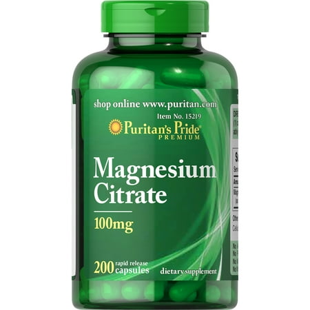 Puritan's Pride Magnesium Citrate Capsules, 100mg, 200 (Best Time To Drink Magnesium Citrate)