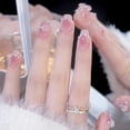 thumbnail image 2 of Uñas postizas con pegamento, 24 piezas, rosa, diseño de mariposa, chica encantadora, herramientas de uso, 2 of 4